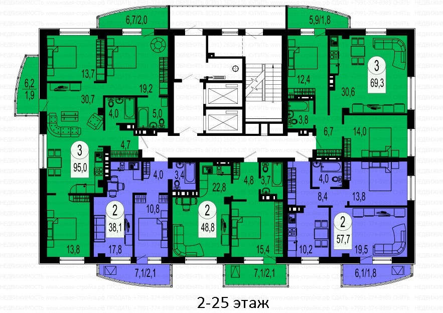 Ярыгинская набережная 7, планировки квартир.