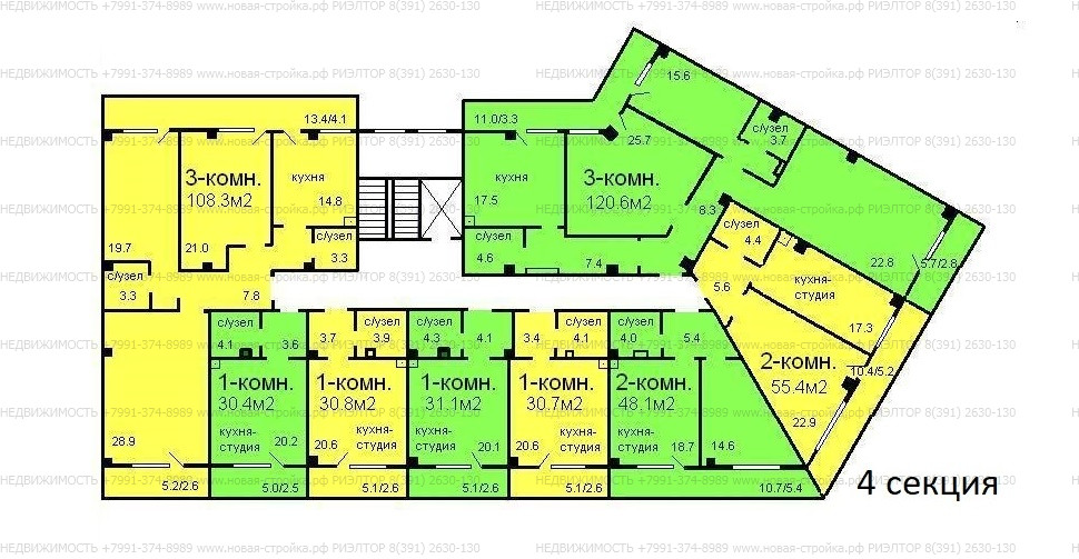 Карамзина 18, планировки квартир.