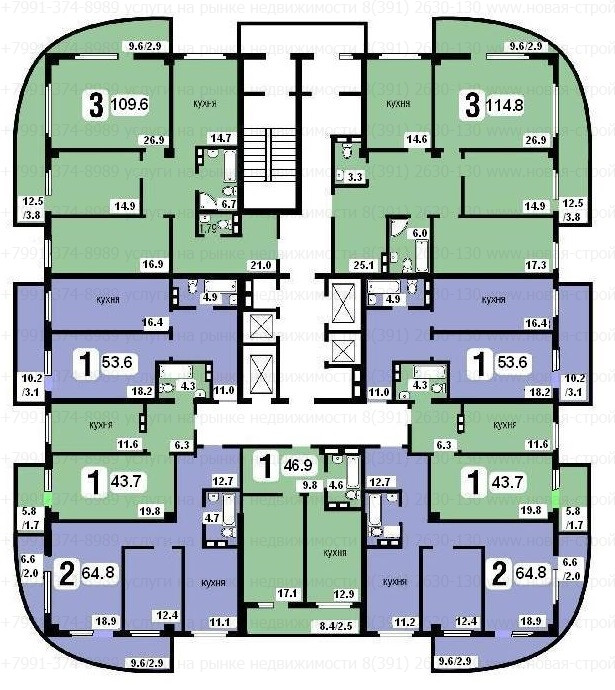 Ярыгинская 21, планировки квартир.