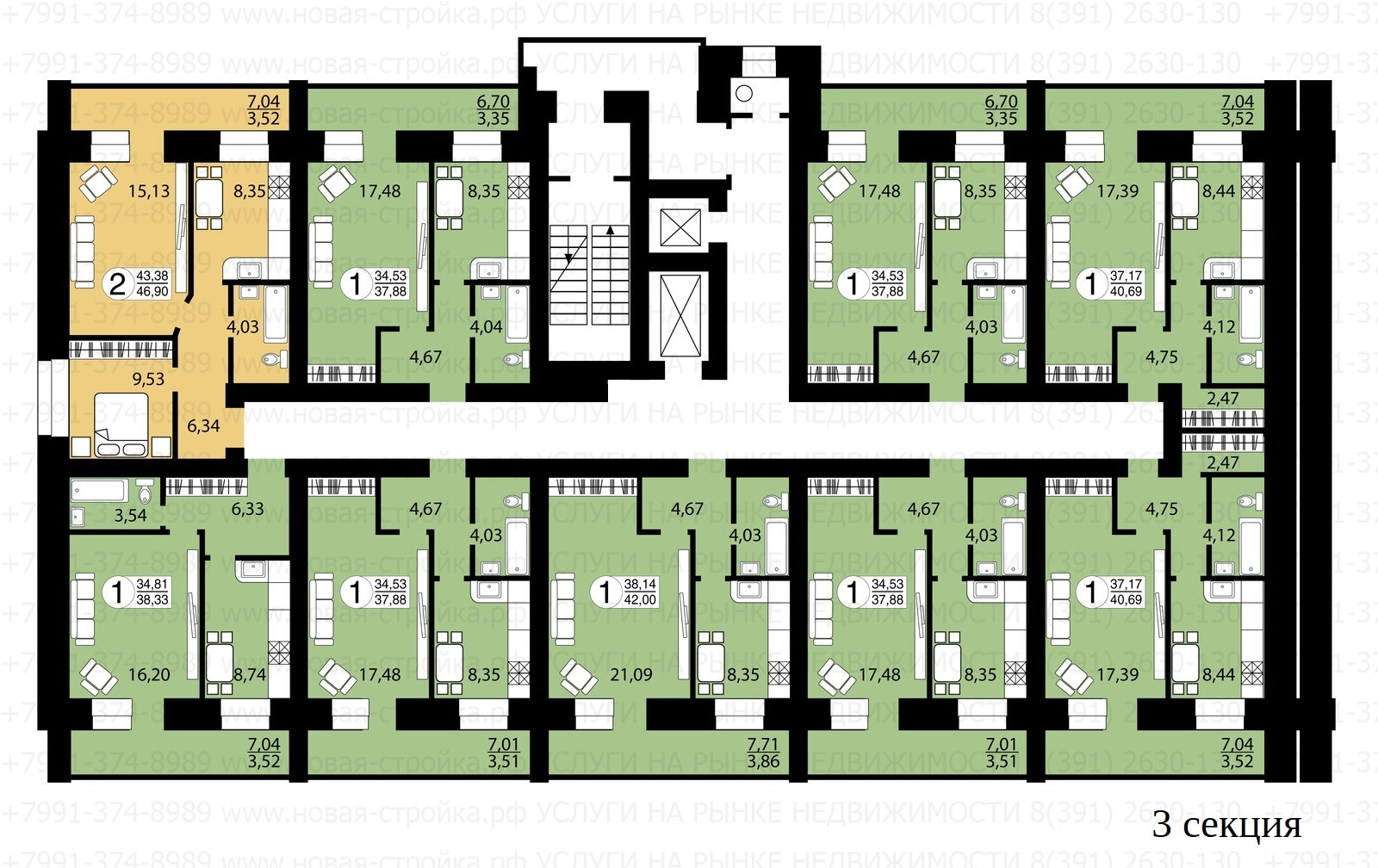 Карамзина 22, планировки квартир.