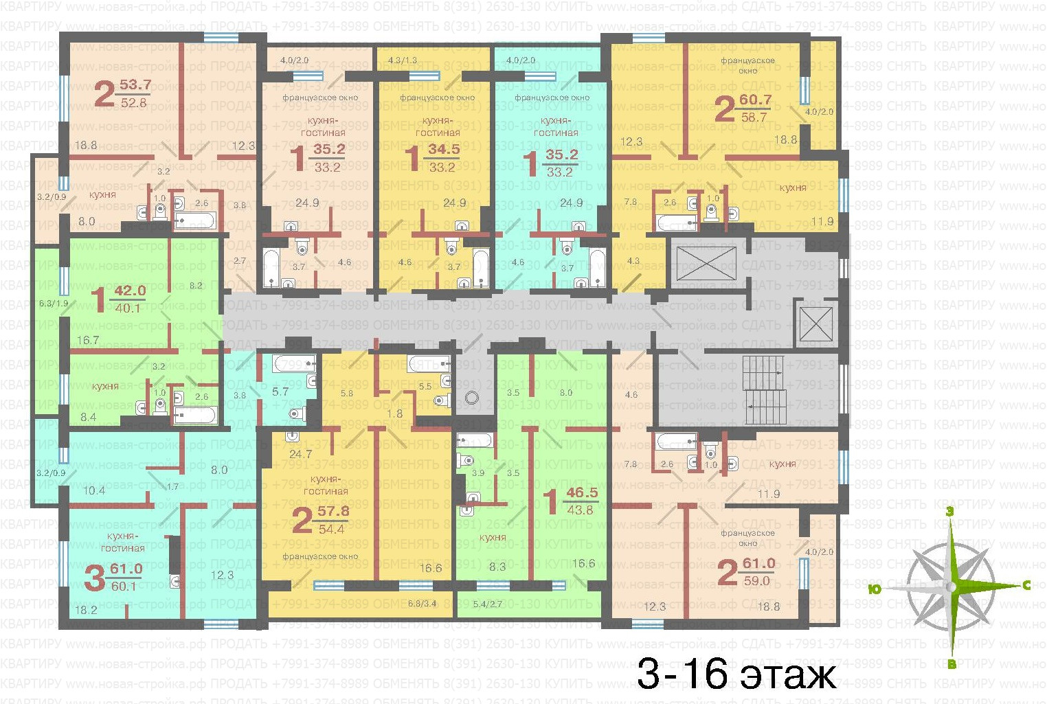 Апрельская 4в, планировки квартир.